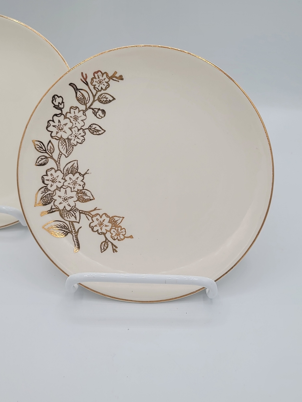 Edwin Knowles Apple Blossom Salad Plates Set of 4 22K Gold Freda Diamond Vintage - Picture 6 of 14